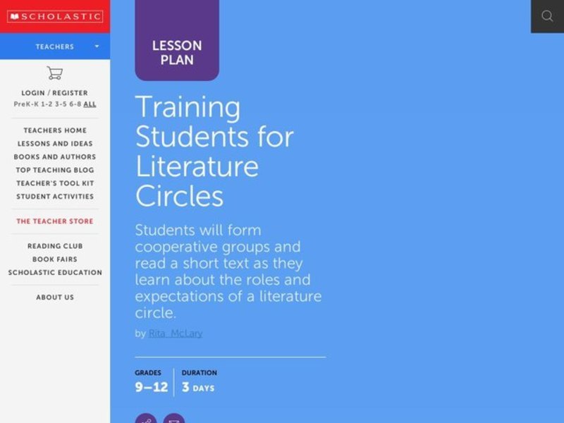 Training Students for Literature Circles Lesson Plan
