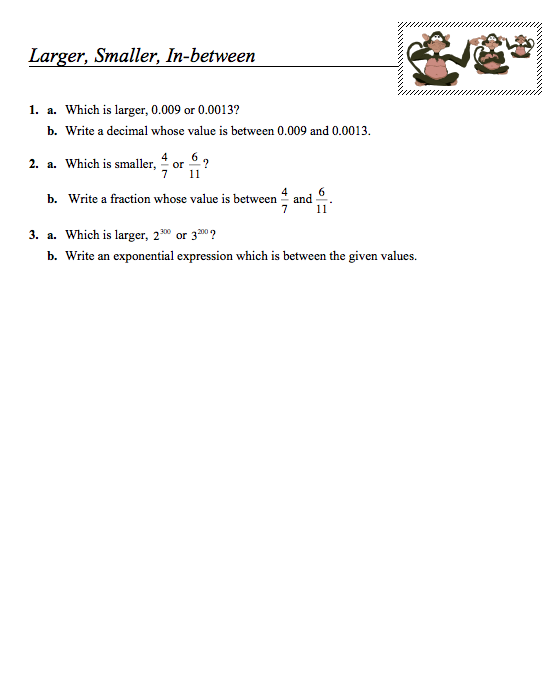 Larger, Smaller, In-Between I Assessment