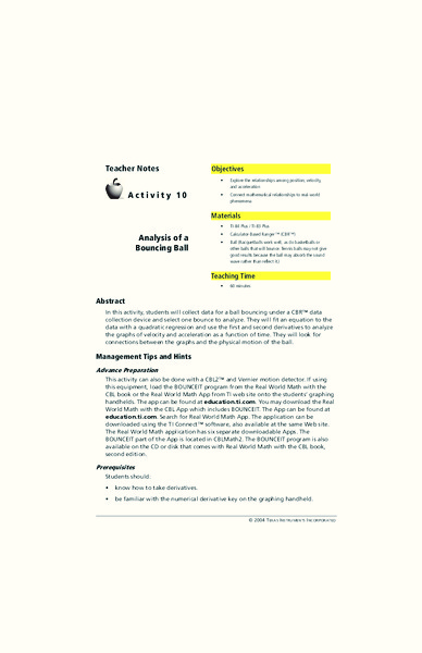 Bouncing Ball Experiment Lesson Plan