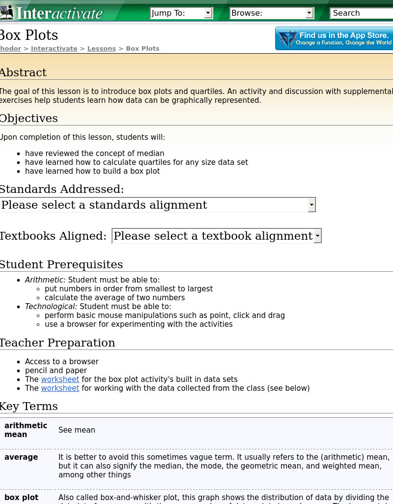 Box Plots Lesson Plan