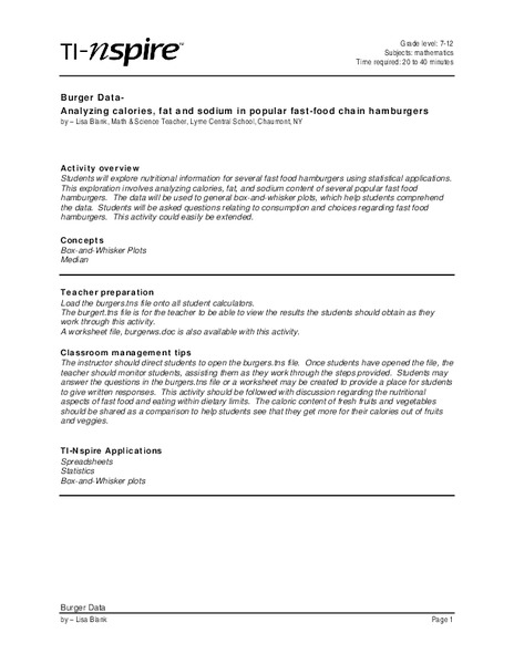 Box-and-Whisker Plots Lesson Plan