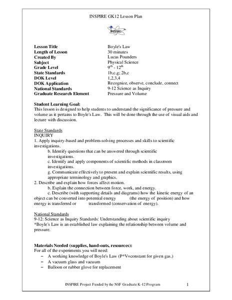 Boyle's Law Lesson Plan