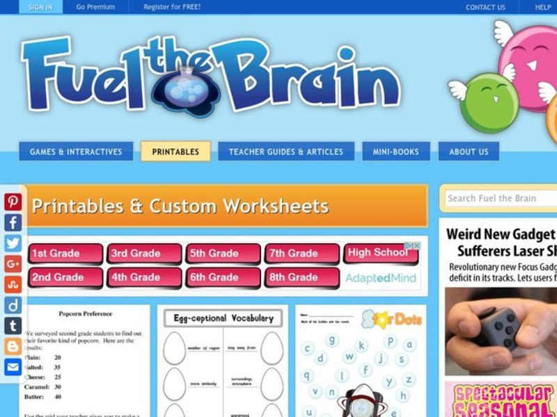 Brain Booster Worksheet