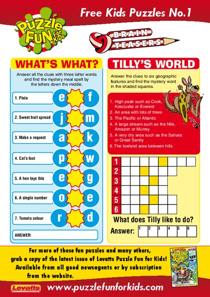 Brain Teasers Worksheet