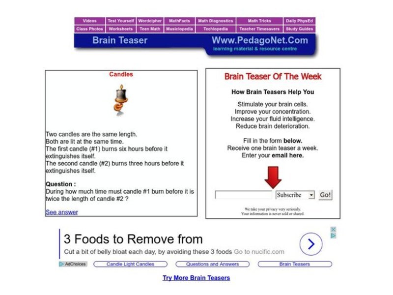 Brain Teaser Worksheet