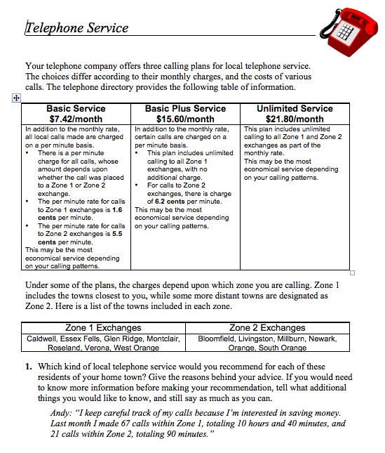 Telephone Service Assessment