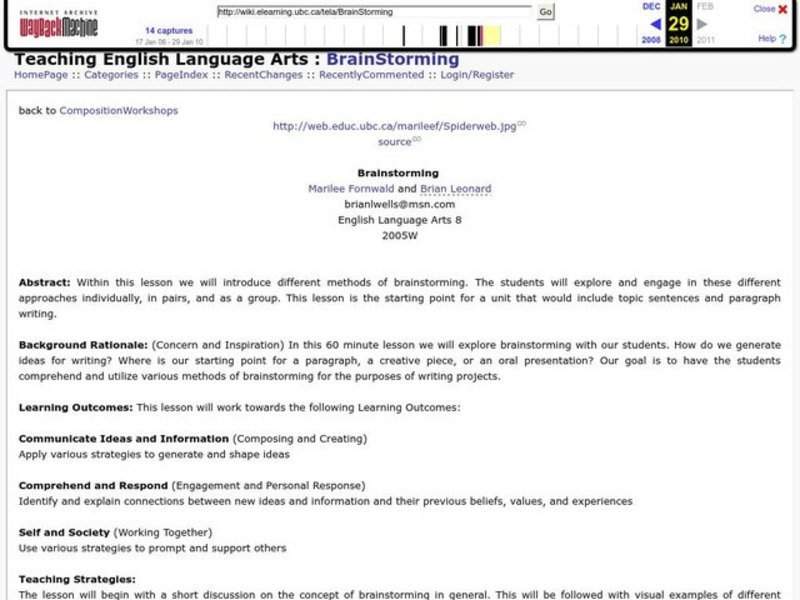 BrainStorming Lesson Plan