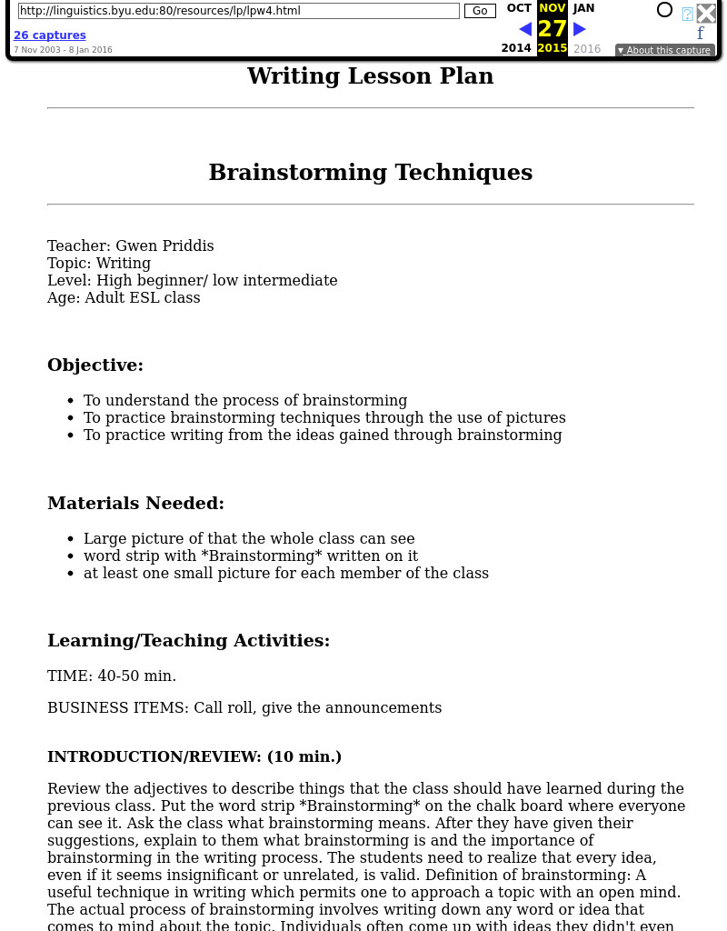 Brainstorming Techniques Lesson Plan