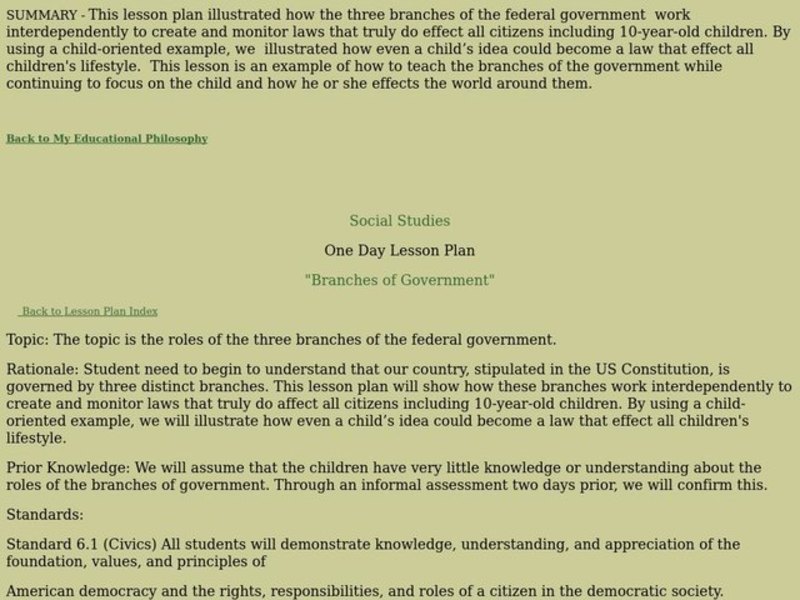 Branches of Government Lesson Plan