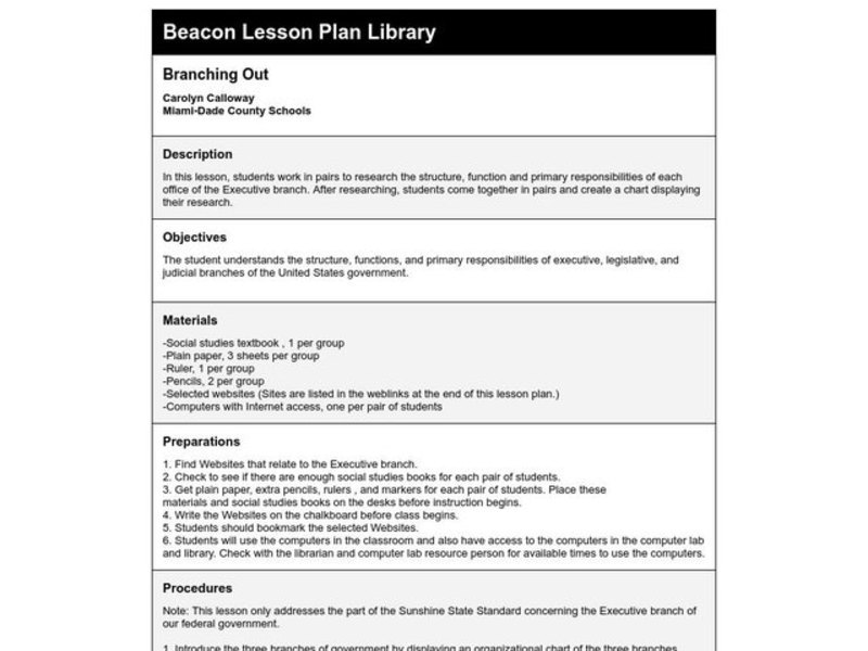 Branching Out Lesson Plan