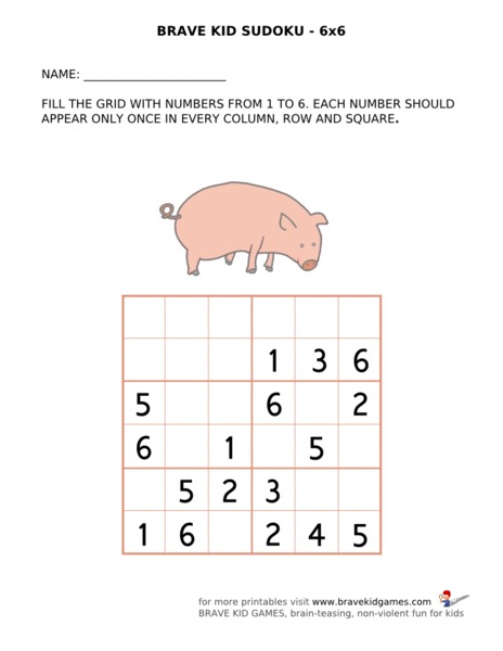 Brave Kid Sudoku Worksheet