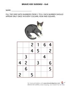 Brave Kid Sudoku 6x6 Worksheet
