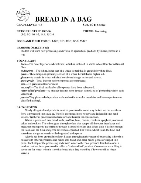 BREAD IN A BAG Lesson Plan