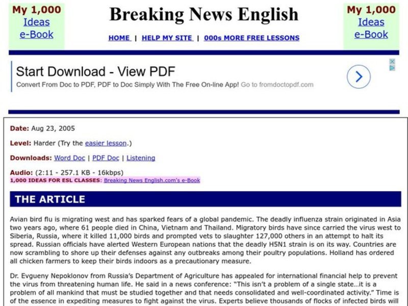 Breaking News English Interactive