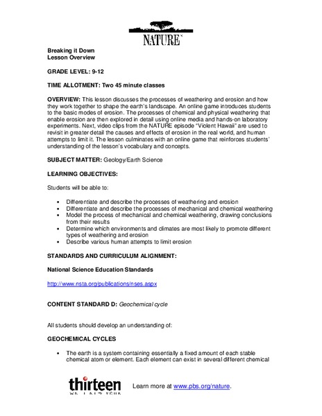 Breaking it Down Lesson Plan