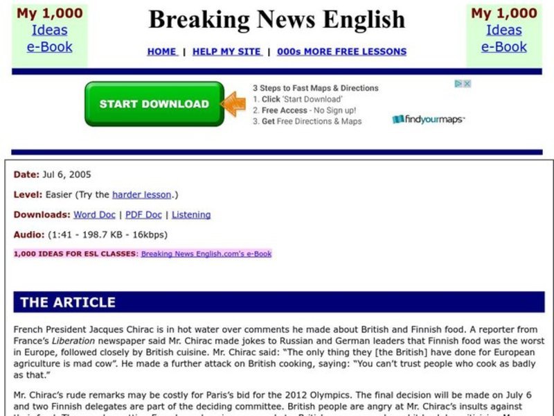 Breaking News English: British Food Interactive