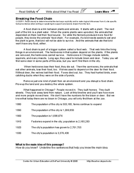 Breaking the Food Chain Worksheet