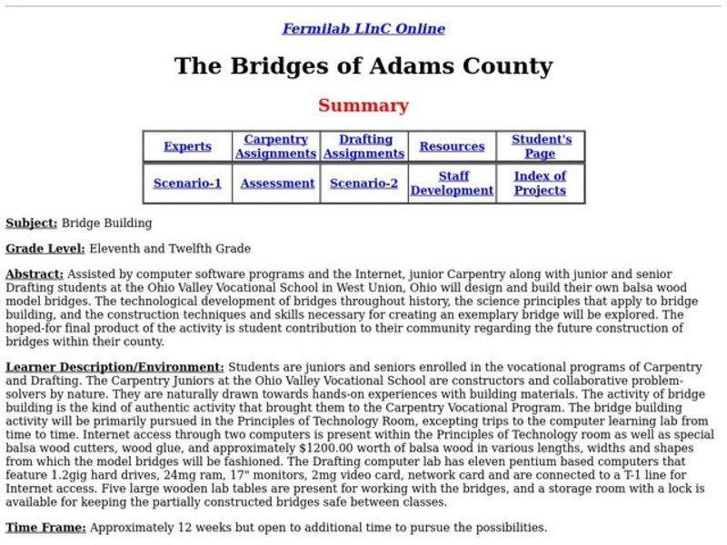 Bridge Building Lesson Plan