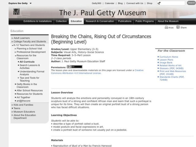 Breaking the Chains, Rising Out of Circumstances Lesson Plan