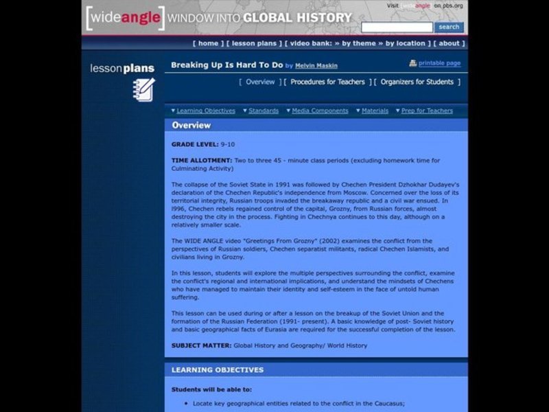 Breaking Up is Hard To Do Lesson Plan