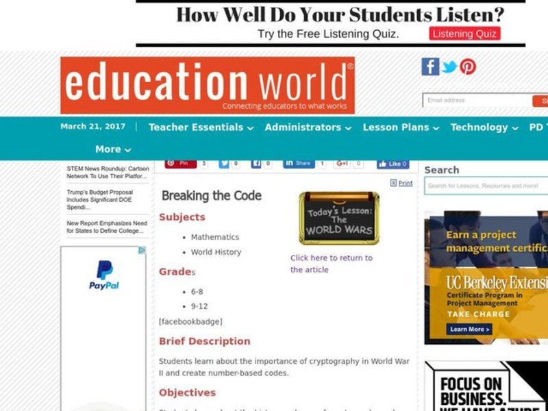 Breaking the Code Lesson Plan