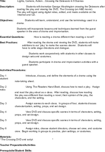 Lights, Camera, Action...Crossing the Delaware in 9 Scenes Lesson Plan