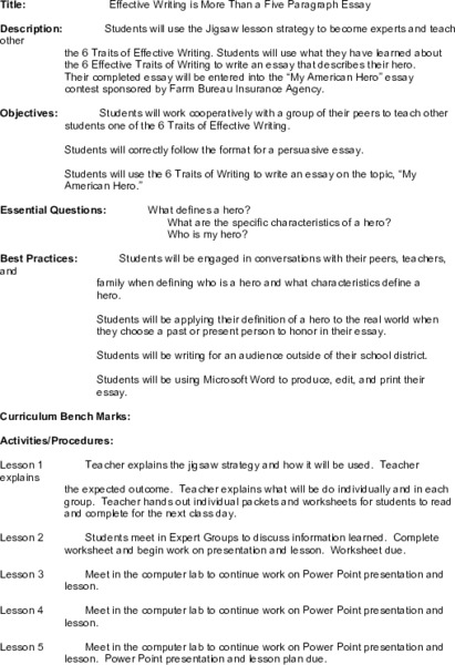 Effective Writing is More Than a Five Paragraph Essay Lesson Plan