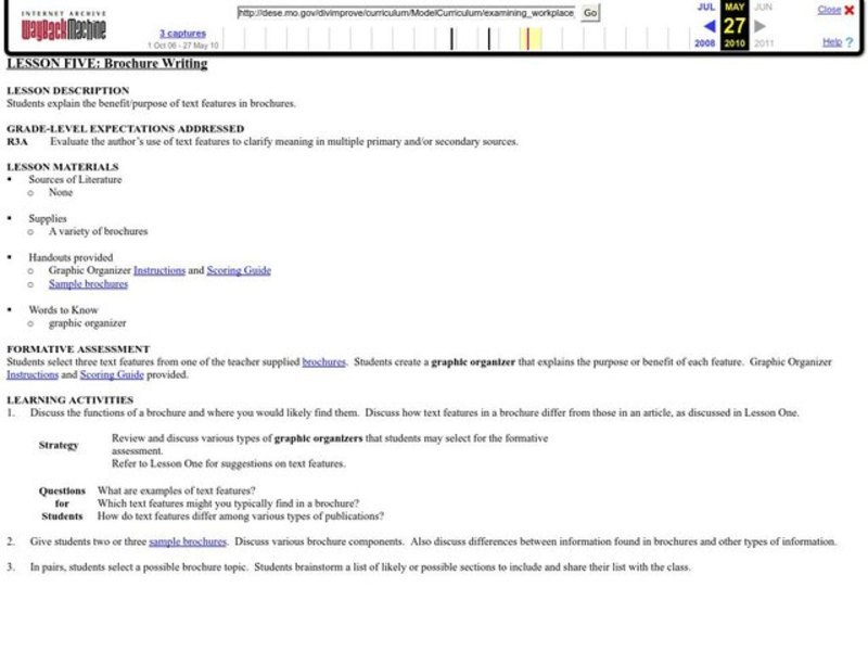 Brochure Writing Lesson Plan