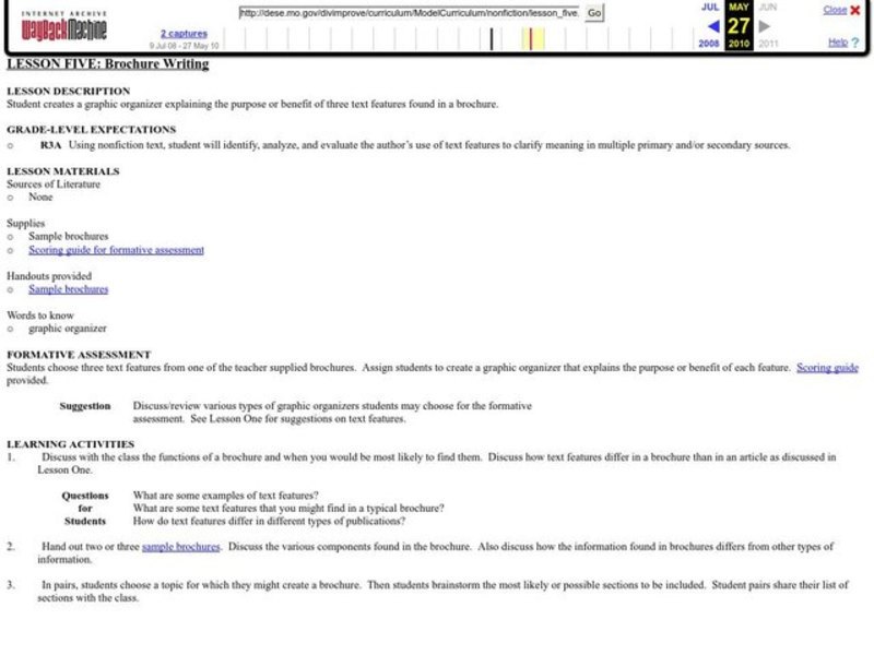 Brochure Writing Lesson Plan