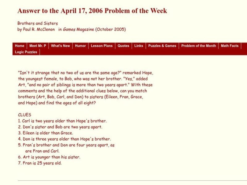 Brothers and Sisters Worksheet