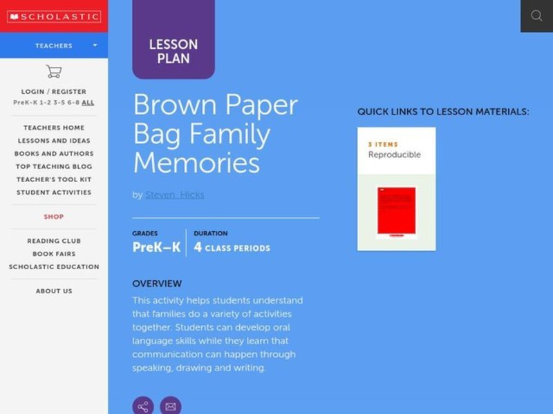 Brown Paper Bag Family Memories Lesson Plan