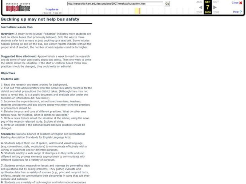 Buckling Up May Not Help Bus Safety Lesson Plan