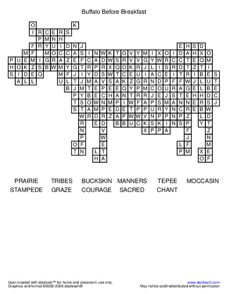 Buffalo Before Breakfast Worksheet