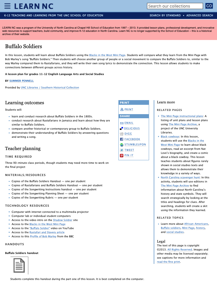 Buffalo Soldiers Lesson Plan