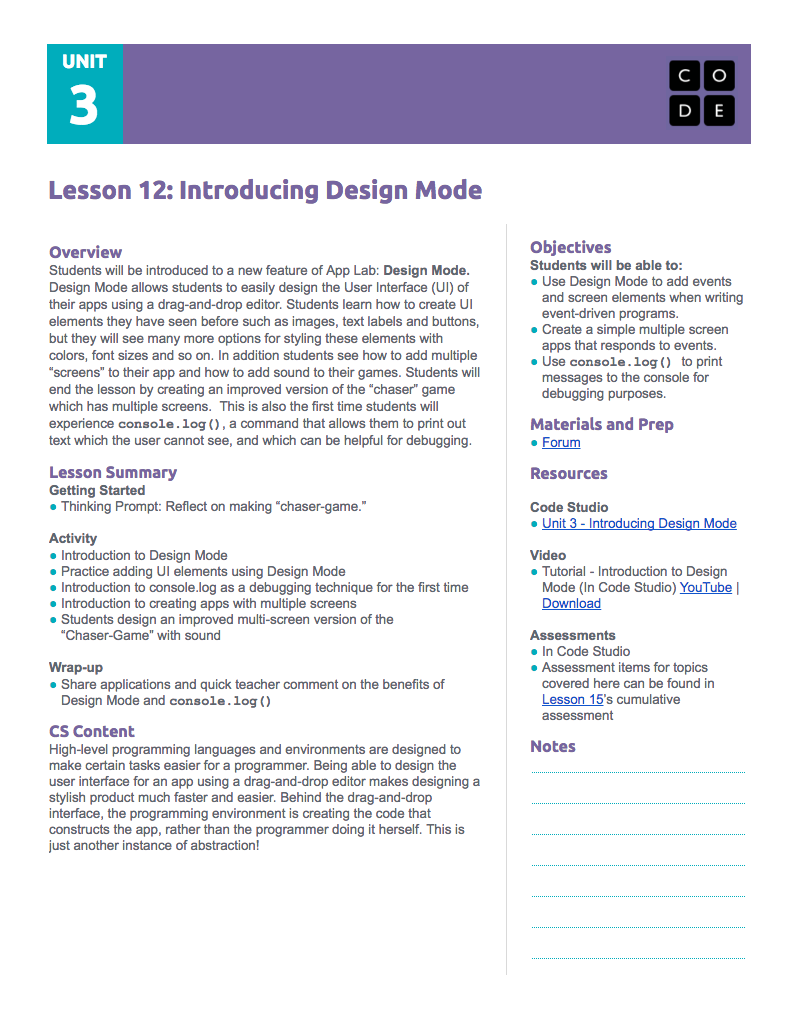 Introducing Design Mode Lesson Plan