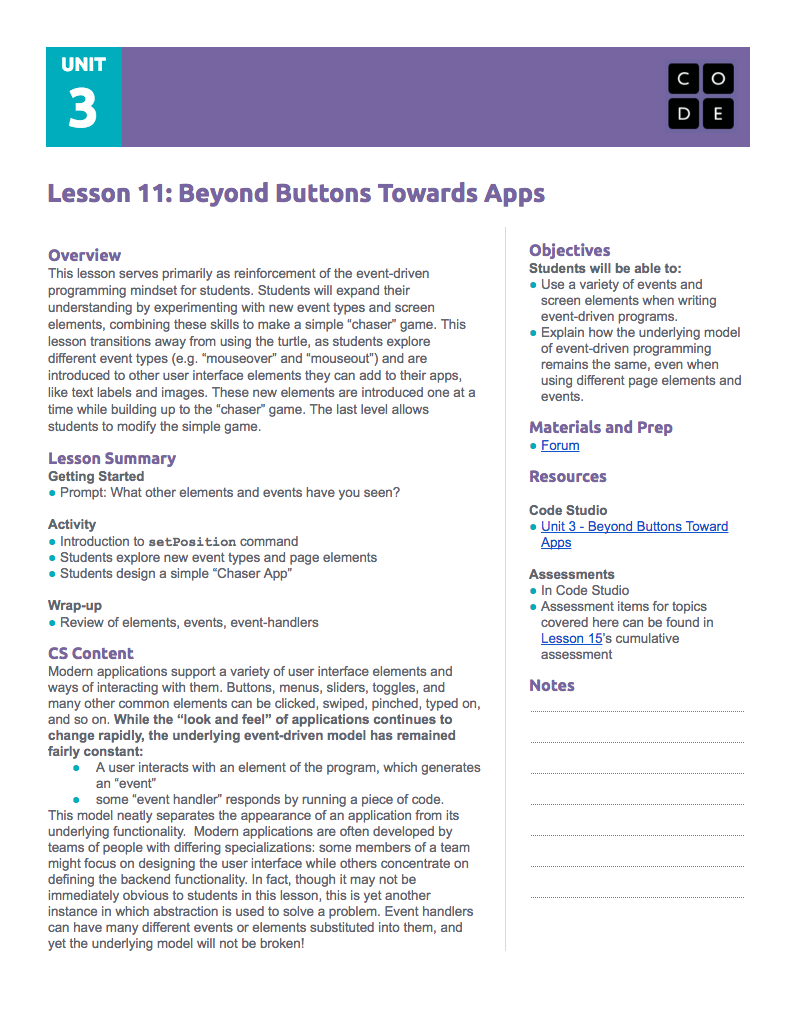 Beyond Buttons Towards Apps Lesson Plan