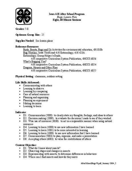 Bugs Lesson Plan