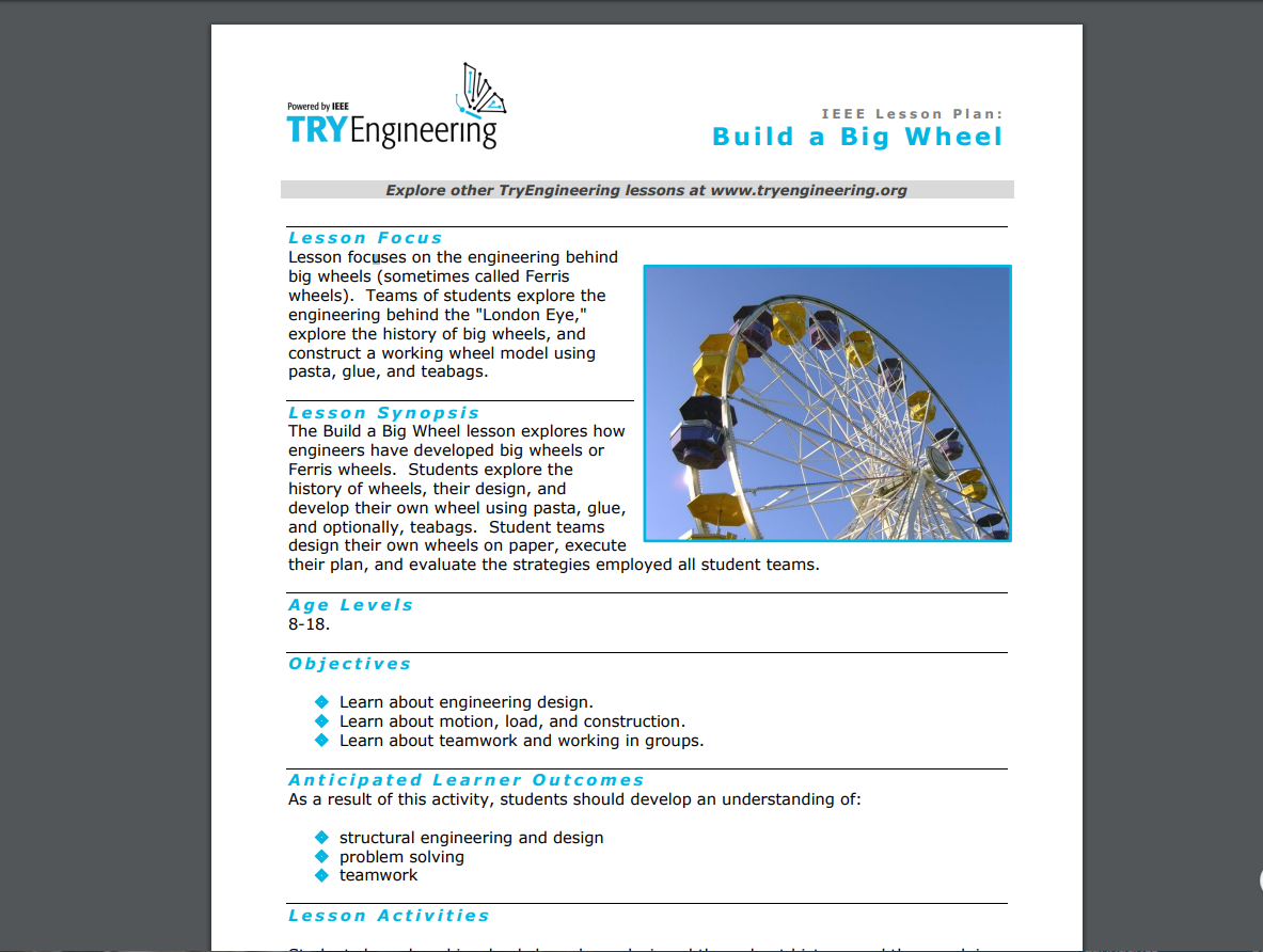 Build a Big Wheel Lesson Plan