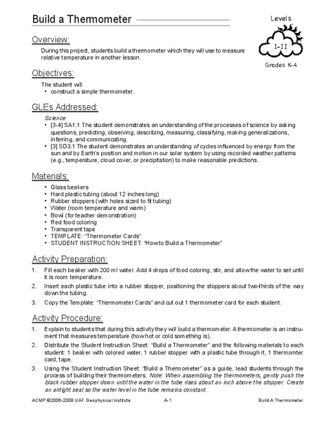 Build a Thermometer Lesson Plan