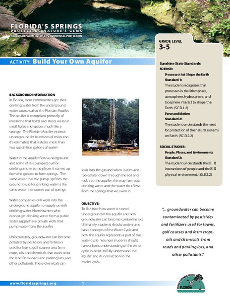 Build Your Own Aquifer Lesson Plan