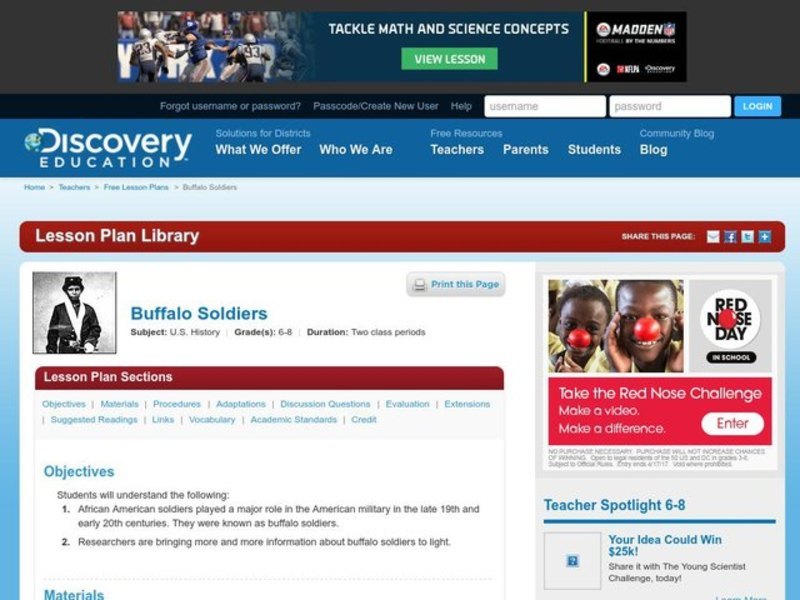 Buffalo Soldiers Lesson Plan
