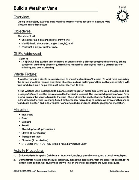 Build a Weather Vane Lesson Plan