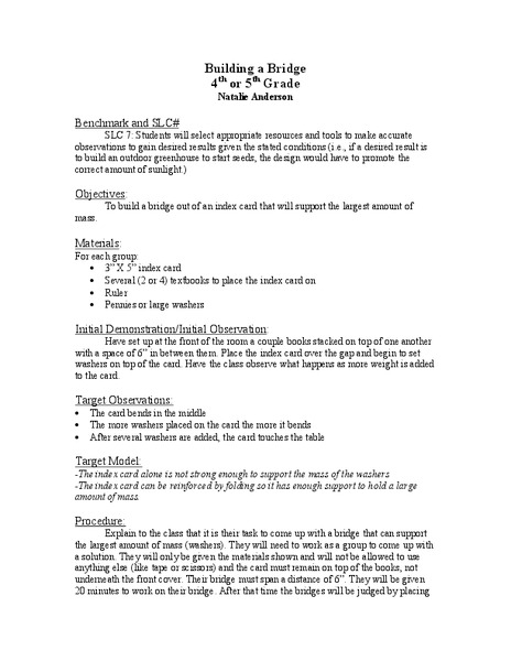 Building a Bridge Lesson Plan