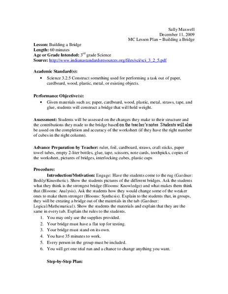 Building a Bridge Lesson Plan