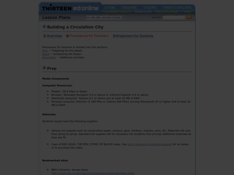 Building a Circulation City Lesson Plan