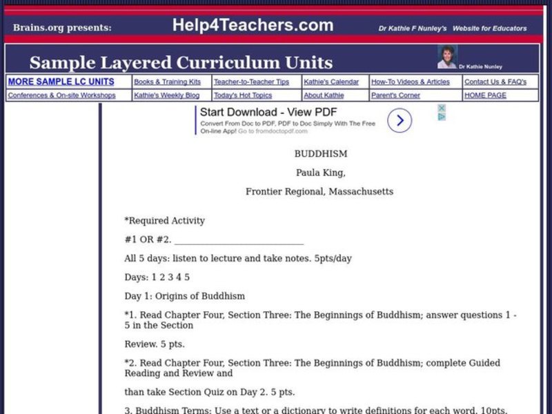 BUDDHISM Lesson Plan