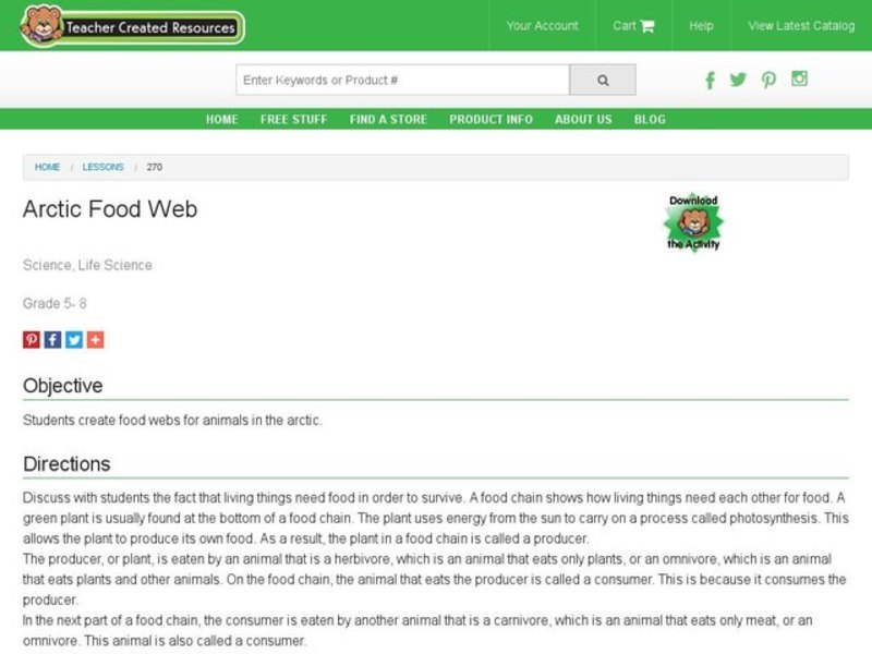 Arctic Food Web Lesson Plan