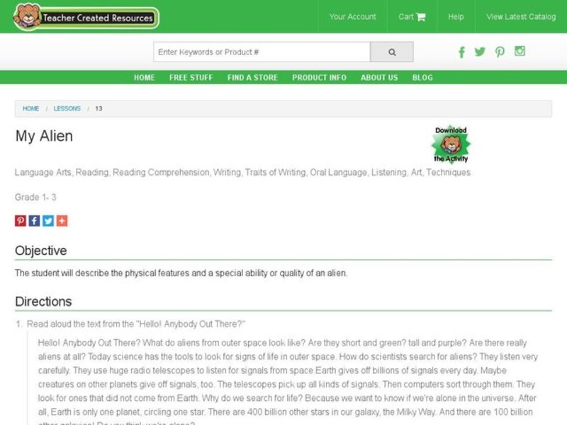 My Alien Lesson Plan