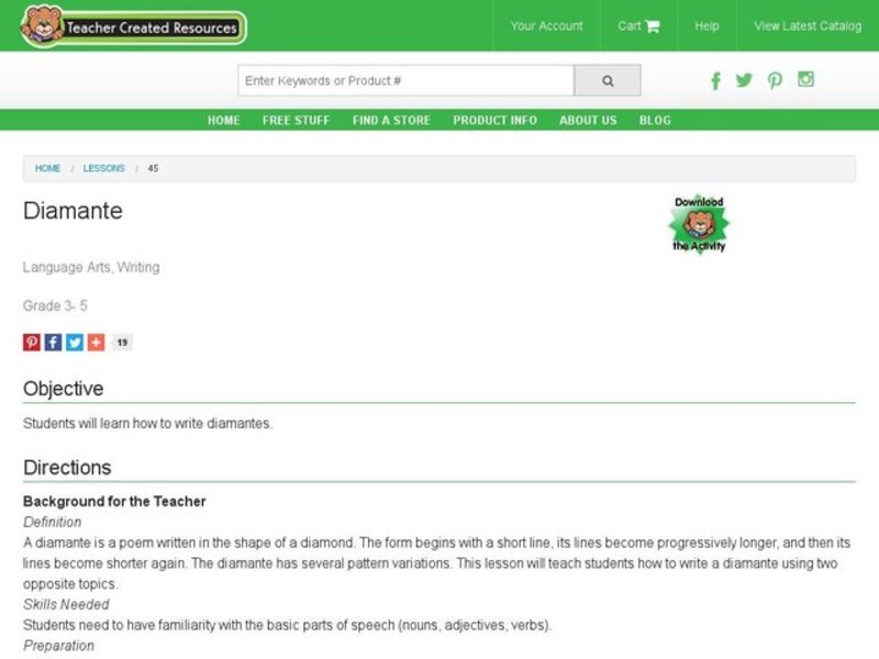 Diamante Lesson Plan