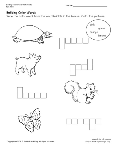 Building Color Words Worksheet